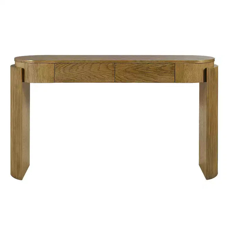 MDF Plywood Oval-Top Console Table with 2 Hidden Drawers 55.1"W x 13.8"D x 32.5"H