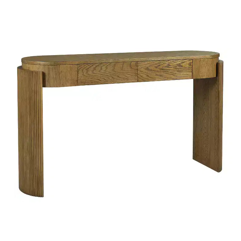 MDF Plywood Oval-Top Console Table with 2 Hidden Drawers 55.1"W x 13.8"D x 32.5"H