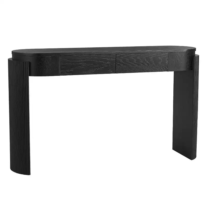 MDF Plywood Oval-Top Console Table with 2 Hidden Drawers 55.1"W x 13.8"D x 32.5"H