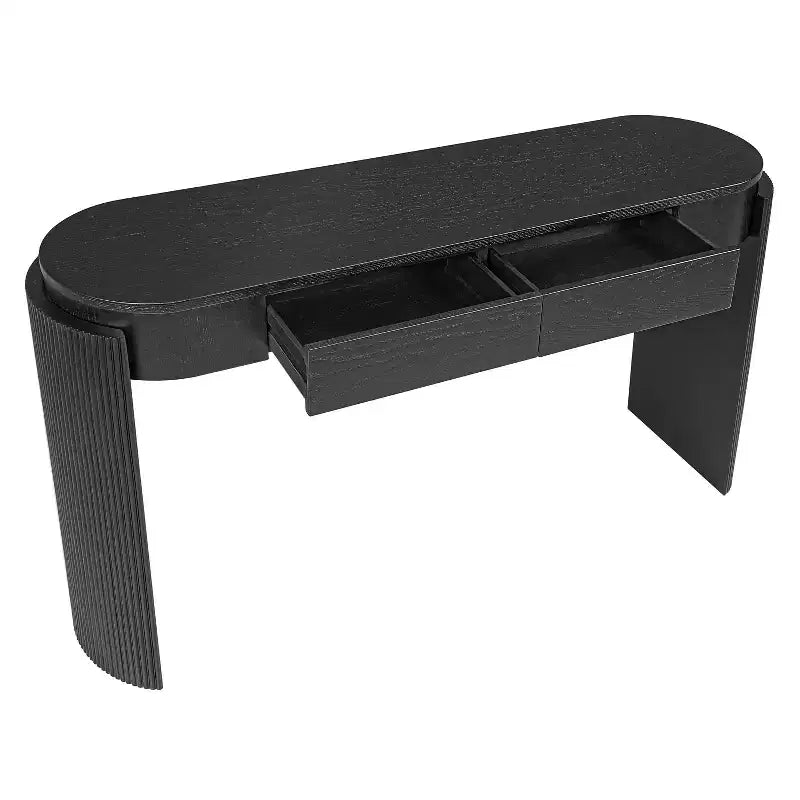 MDF Plywood Oval-Top Console Table with 2 Hidden Drawers 55.1"W x 13.8"D x 32.5"H