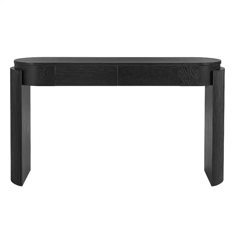 MDF Plywood Oval-Top Console Table with 2 Hidden Drawers 55.1"W x 13.8"D x 32.5"H