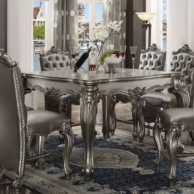 Wood Dining Table 55"W x 55"L x 37"H Seats 6