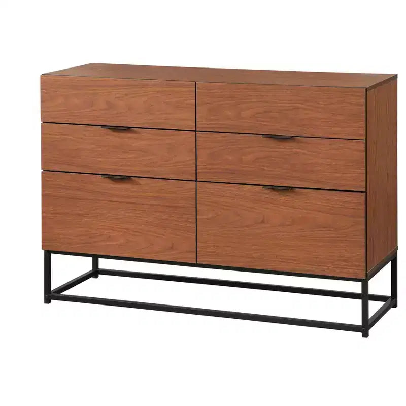 MDF Metal Base 6-Drawer Dresser 47.25"W x 16.38"D x 32.25"H