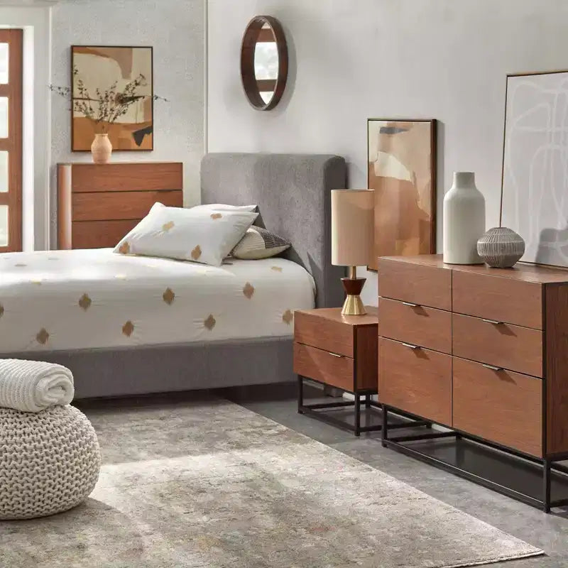 MDF Metal Base 6-Drawer Dresser 47.25"W x 16.38"D x 32.25"H