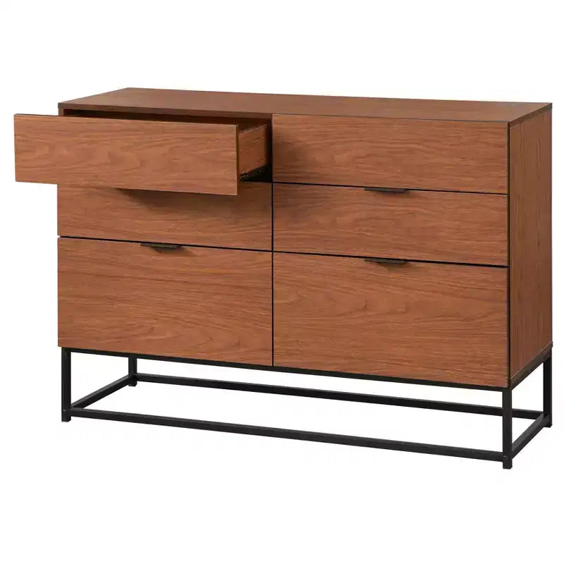 MDF Metal Base 6-Drawer Dresser 47.25"W x 16.38"D x 32.25"H