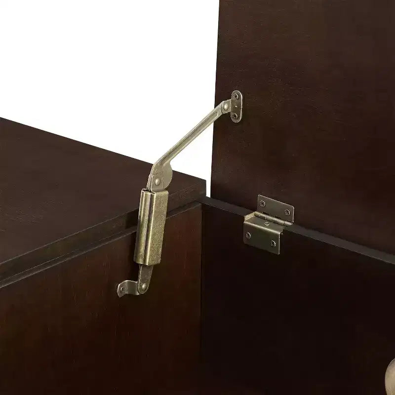 MDF Particle Board Veneer Media Console with Sliding Doors 42.13"W x 18"D x 34.63"H
