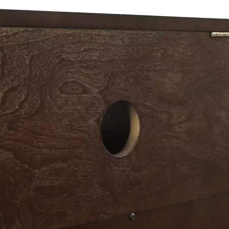 MDF Particle Board Veneer Media Console with Sliding Doors 42.13"W x 18"D x 34.63"H