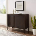 MDF Particle Board Veneer Media Console with Sliding Doors 42.13"W x 18"D x 34.63"H