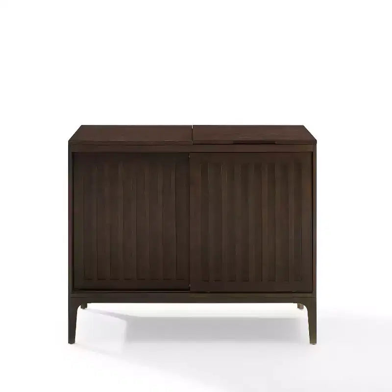 MDF Particle Board Veneer Media Console with Sliding Doors 42.13"W x 18"D x 34.63"H