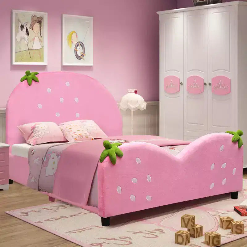 MDF Velvet Upholstered Kids Platform Toddler Bed 42"W x 80"L x 31.5"H