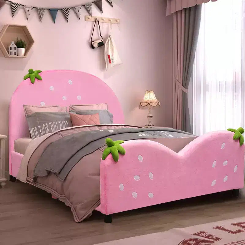 MDF Velvet Upholstered Kids Platform Toddler Bed 42"W x 80"L x 31.5"H