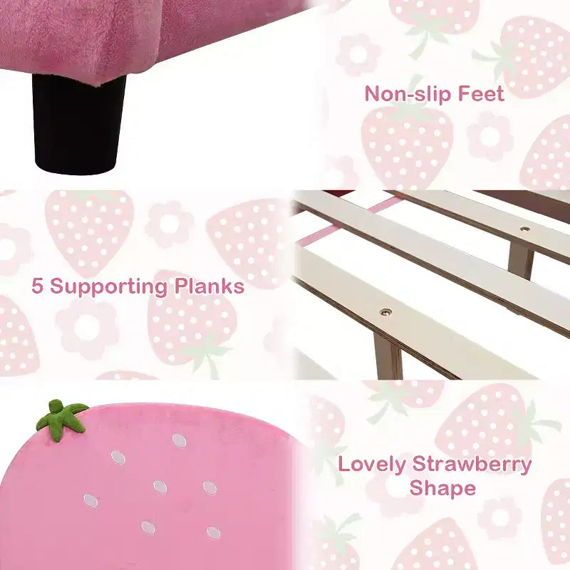 MDF Velvet Upholstered Kids Platform Toddler Bed 42"W x 80"L x 31.5"H