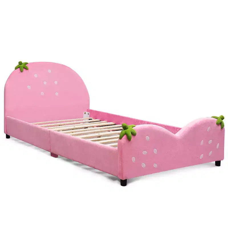 MDF Velvet Upholstered Kids Platform Toddler Bed 42"W x 80"L x 31.5"H