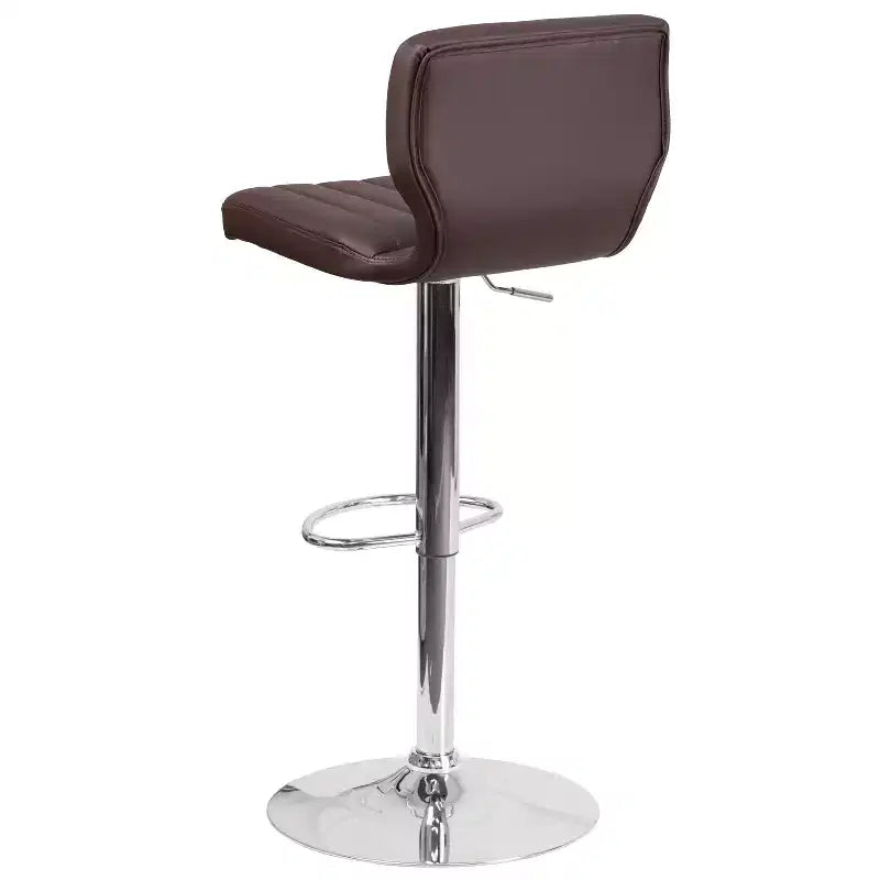 Metal Vinyl Foam Swivel Bar Stool Set of 2, Height Adjustable 25"–33.5" Seat