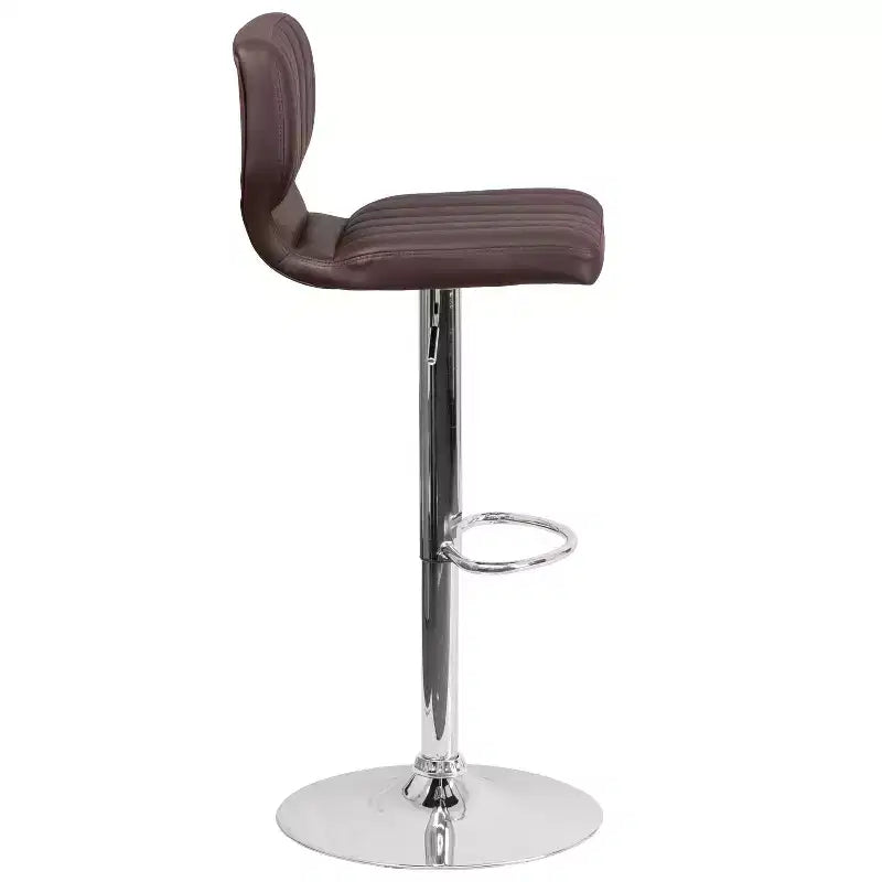 Metal Vinyl Foam Swivel Bar Stool Set of 2, Height Adjustable 25"–33.5" Seat