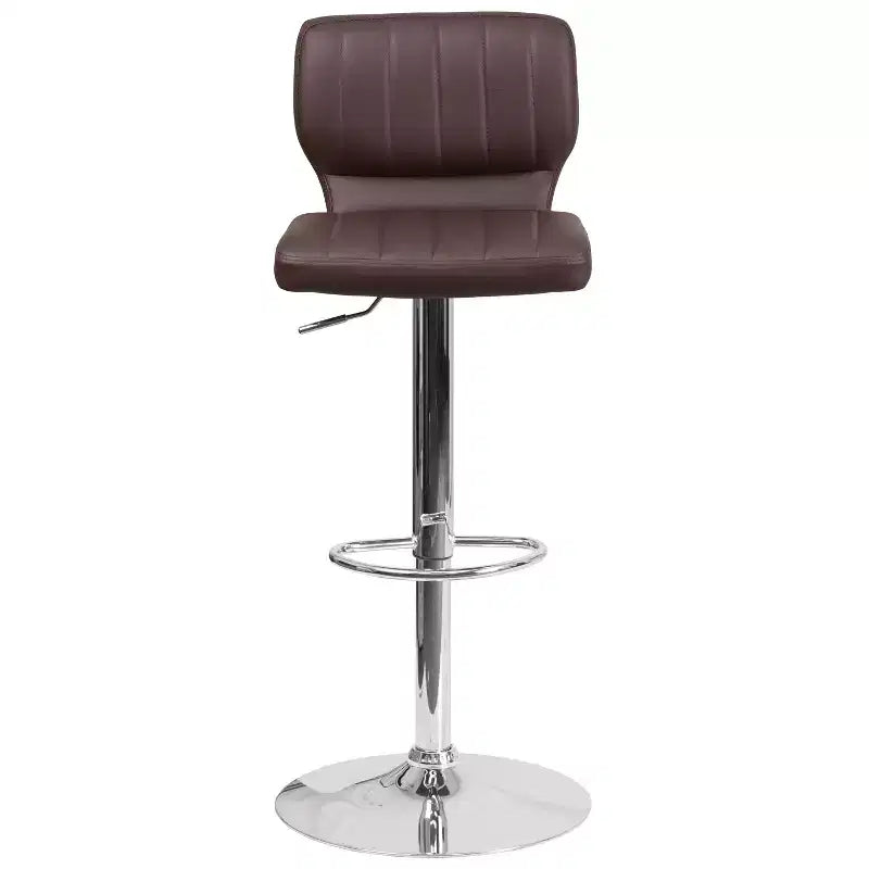 Metal Vinyl Foam Swivel Bar Stool Set of 2, Height Adjustable 25"–33.5" Seat