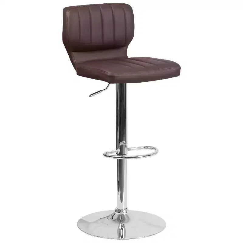 Metal Vinyl Foam Swivel Bar Stool Set of 2, Height Adjustable 25"–33.5" Seat