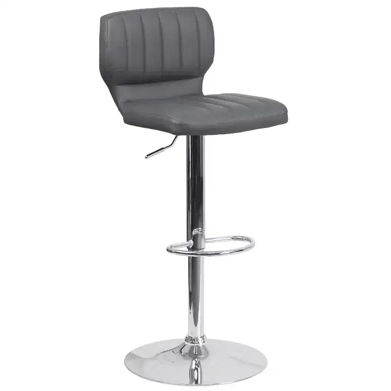 Metal Vinyl Foam Swivel Bar Stool Set of 2, Height Adjustable 25"–33.5" Seat