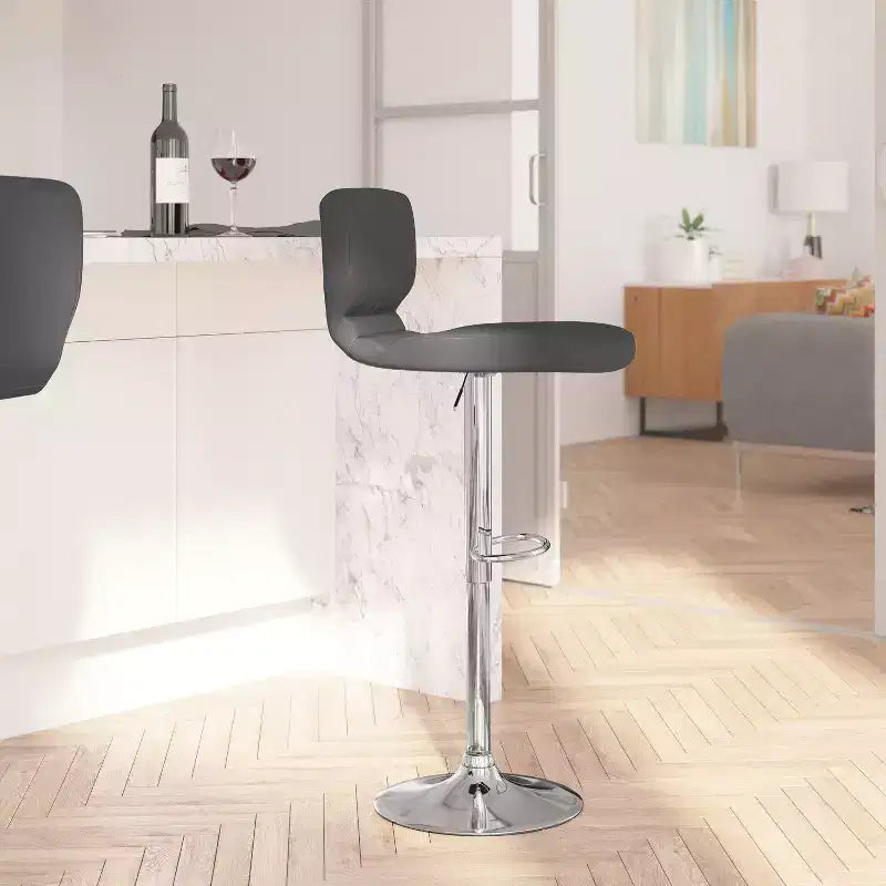 Metal Vinyl Foam Swivel Bar Stool Set of 2, Height Adjustable 25"–33.5" Seat