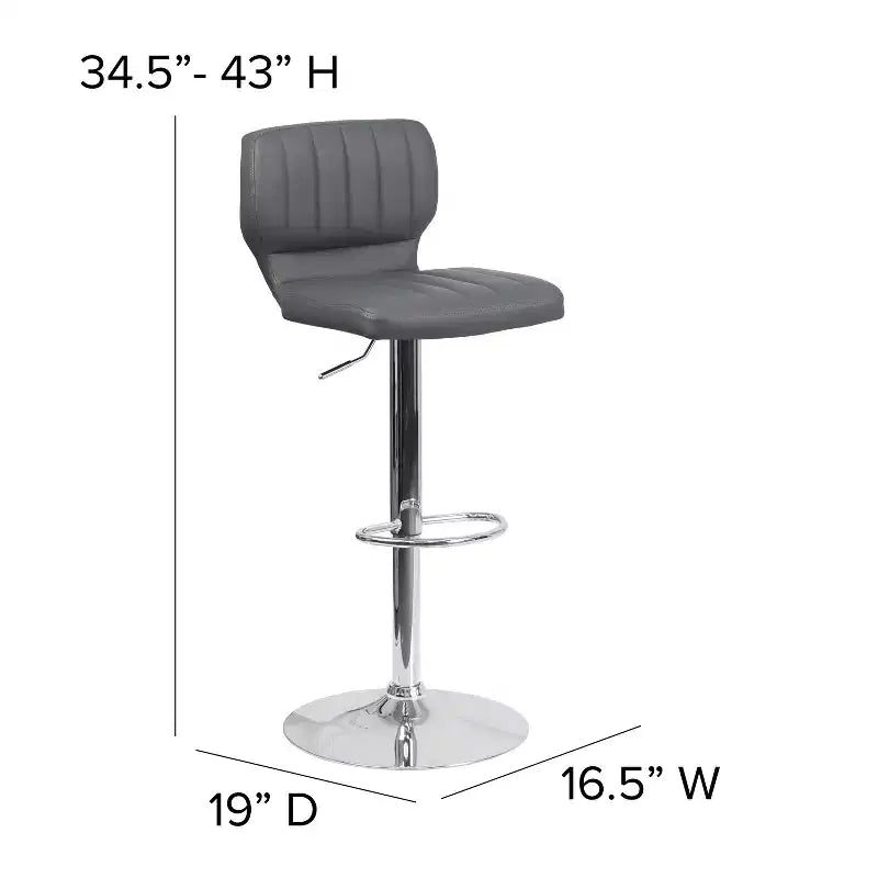 Metal Vinyl Foam Swivel Bar Stool Set of 2, Height Adjustable 25"–33.5" Seat