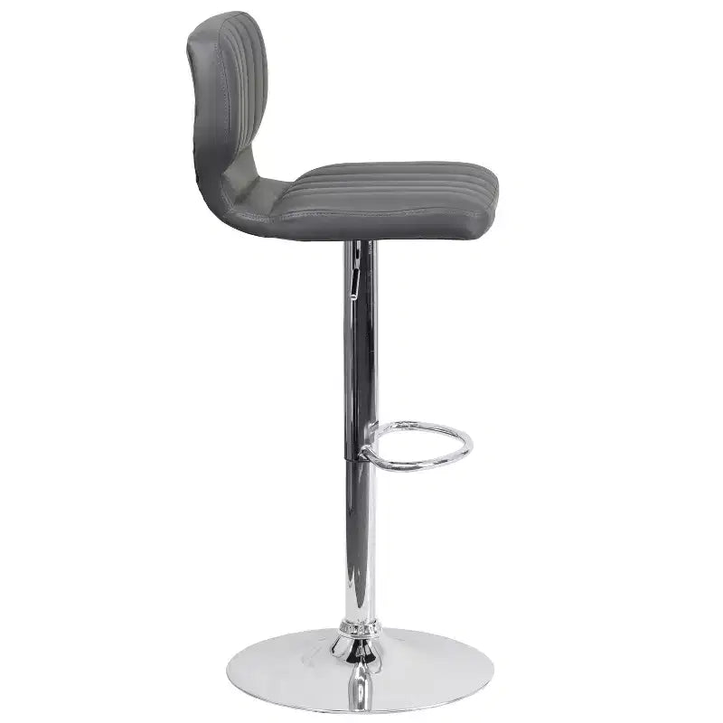Metal Vinyl Foam Swivel Bar Stool Set of 2, Height Adjustable 25"–33.5" Seat