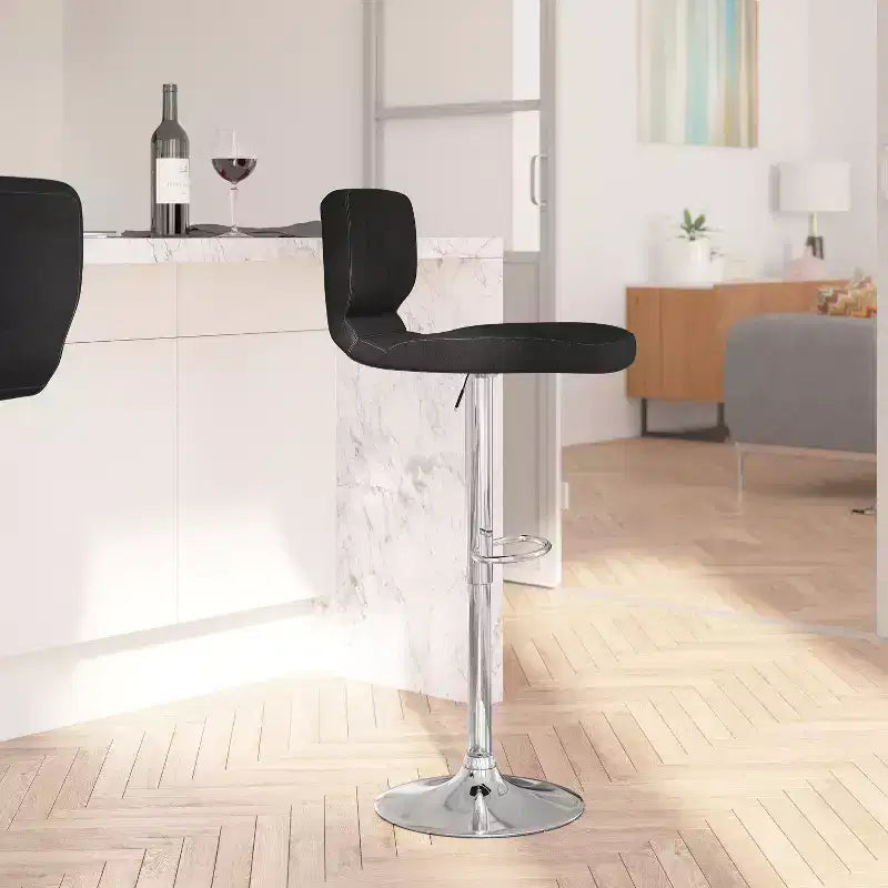 Metal Vinyl Foam Swivel Bar Stool Set of 2, Height Adjustable 25"–33.5" Seat