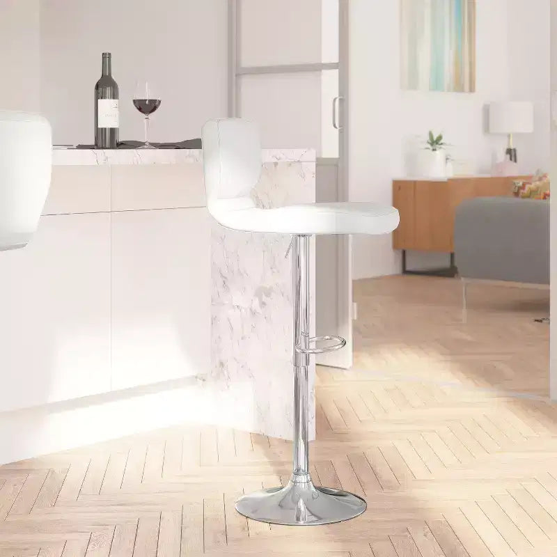 Metal Vinyl Foam Swivel Bar Stool Set of 2, Height Adjustable 25"–33.5" Seat