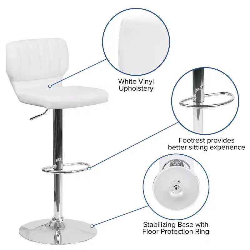 Metal Vinyl Foam Swivel Bar Stool Set of 2, Height Adjustable 25"–33.5" Seat