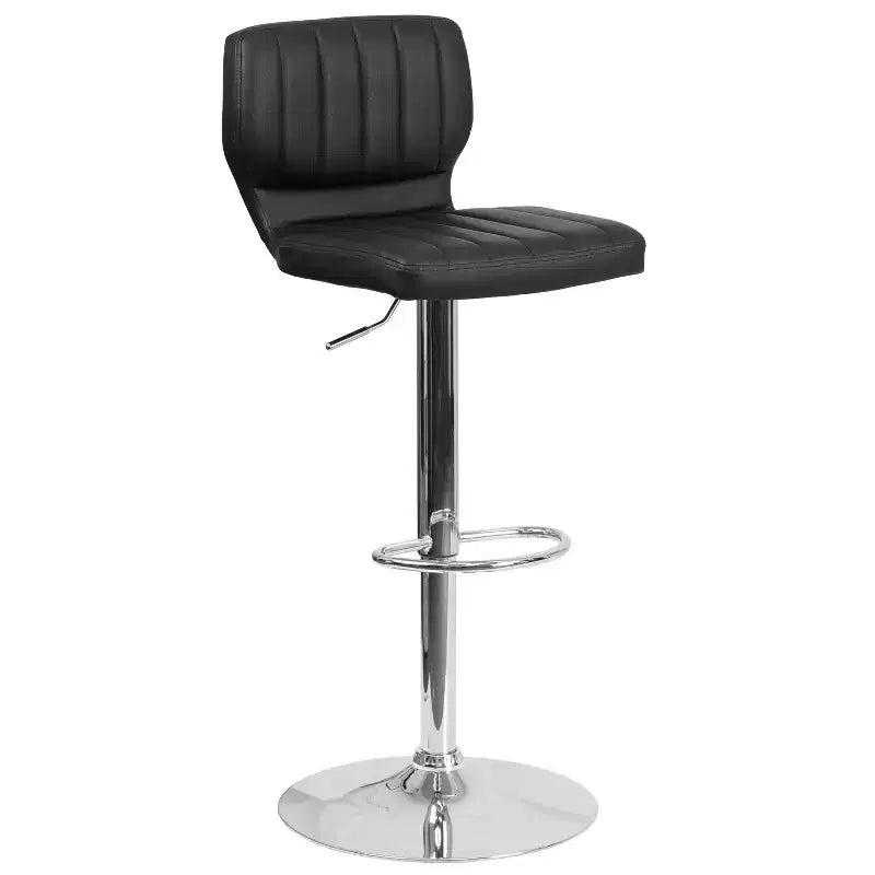 Metal Vinyl Foam Swivel Bar Stool Set of 2, Height Adjustable 25"–33.5" Seat