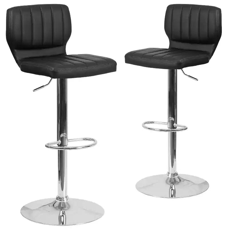 Metal Vinyl Foam Swivel Bar Stool Set of 2, Height Adjustable 25"–33.5" Seat