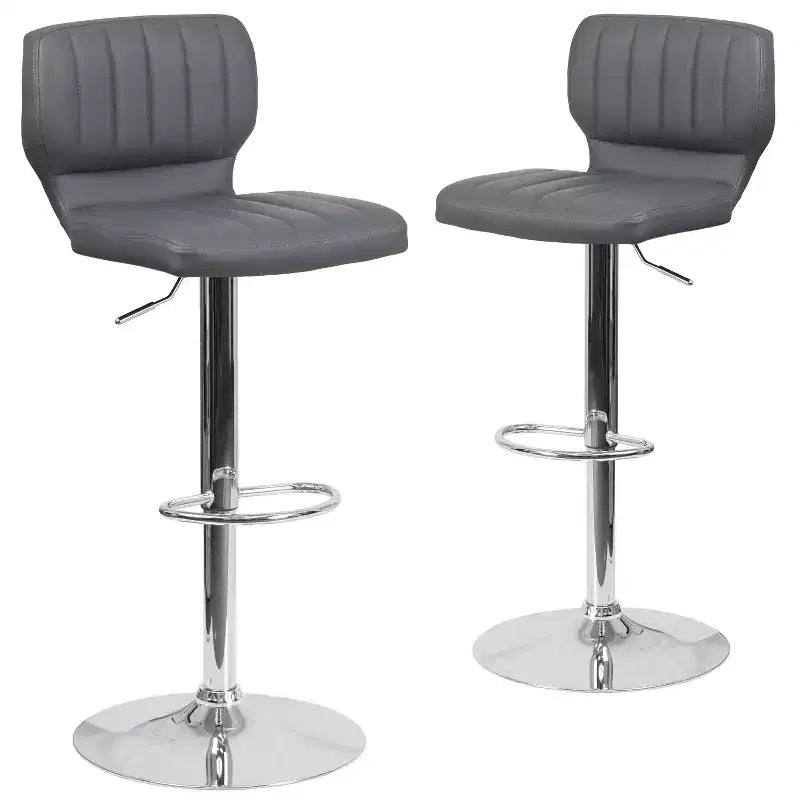 Metal Vinyl Foam Swivel Bar Stool Set of 2, Height Adjustable 25"–33.5" Seat