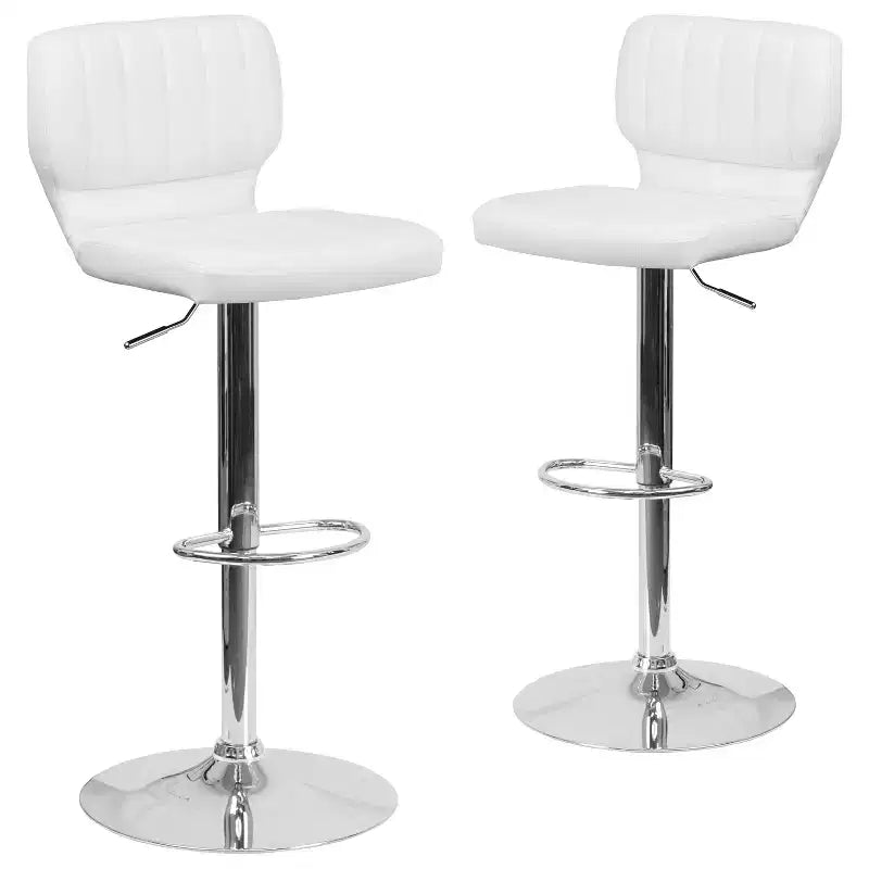 Metal Vinyl Foam Swivel Bar Stool Set of 2, Height Adjustable 25"–33.5" Seat