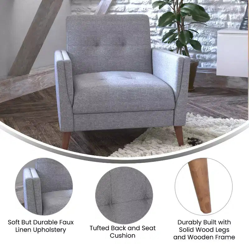 Polyester Foam Wood Frame Armchair 30.25"W x 30"D x 31.5"H