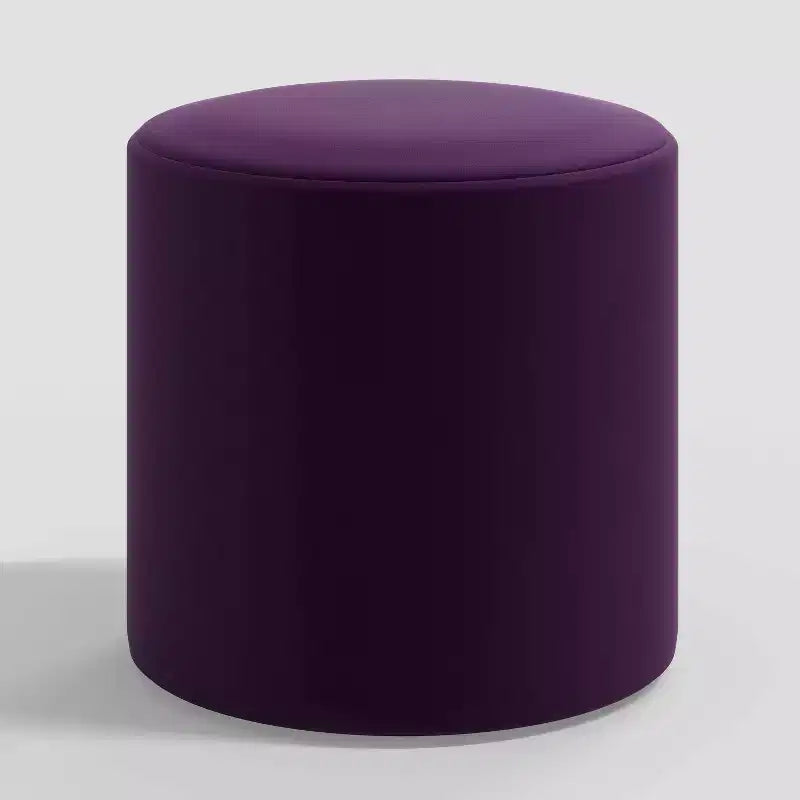 Pine Polyester Velvet Round Ottoman 18"W x 18"D x 18"H