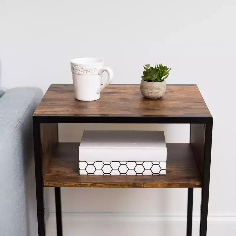 Metal Wood Composite C-Shape Side Table 17.8"L x 13.94"W x 25.67"H