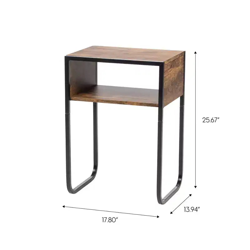 Metal Wood Composite C-Shape Side Table 17.8"L x 13.94"W x 25.67"H