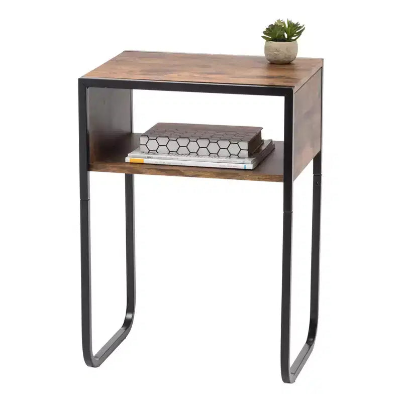 Metal Wood Composite C-Shape Side Table 17.8"L x 13.94"W x 25.67"H