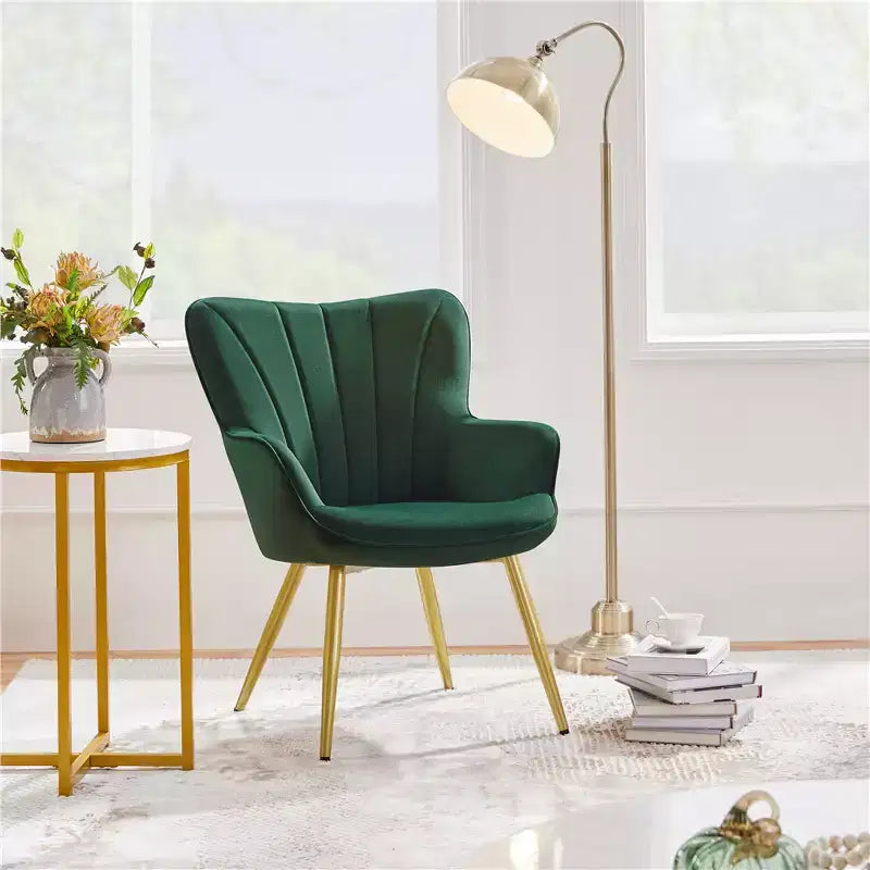 Metal Velvet Foam Accent Armchair 25.2"W x 27"D x 33"H