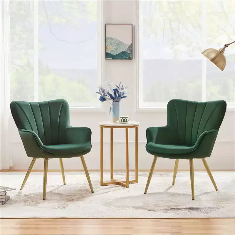 Metal Velvet Foam Accent Armchair 25.2"W x 27"D x 33"H