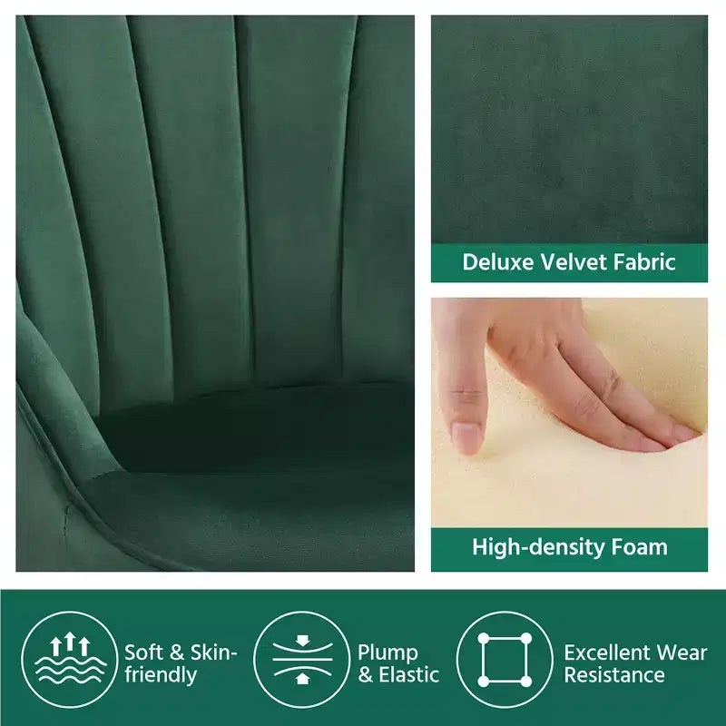 Metal Velvet Foam Accent Armchair 25.2"W x 27"D x 33"H
