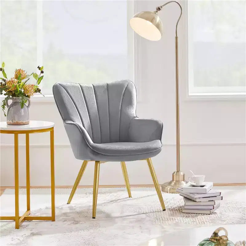 Metal Velvet Foam Accent Armchair 25.2"W x 27"D x 33"H