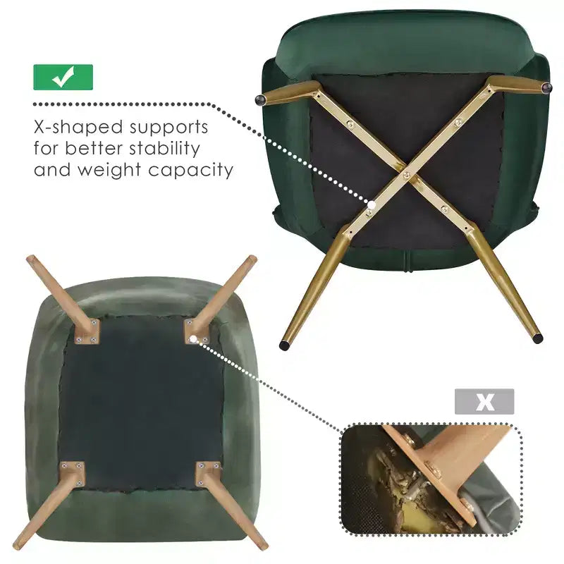 Metal Velvet Foam Accent Armchair 25.2"W x 27"D x 33"H