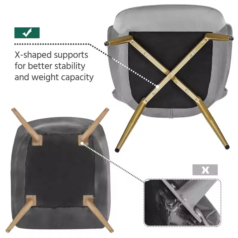 Metal Velvet Foam Accent Armchair 25.2"W x 27"D x 33"H