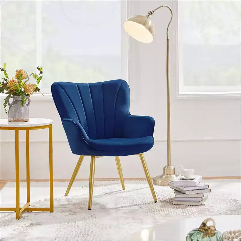 Metal Velvet Foam Accent Armchair 25.2"W x 27"D x 33"H