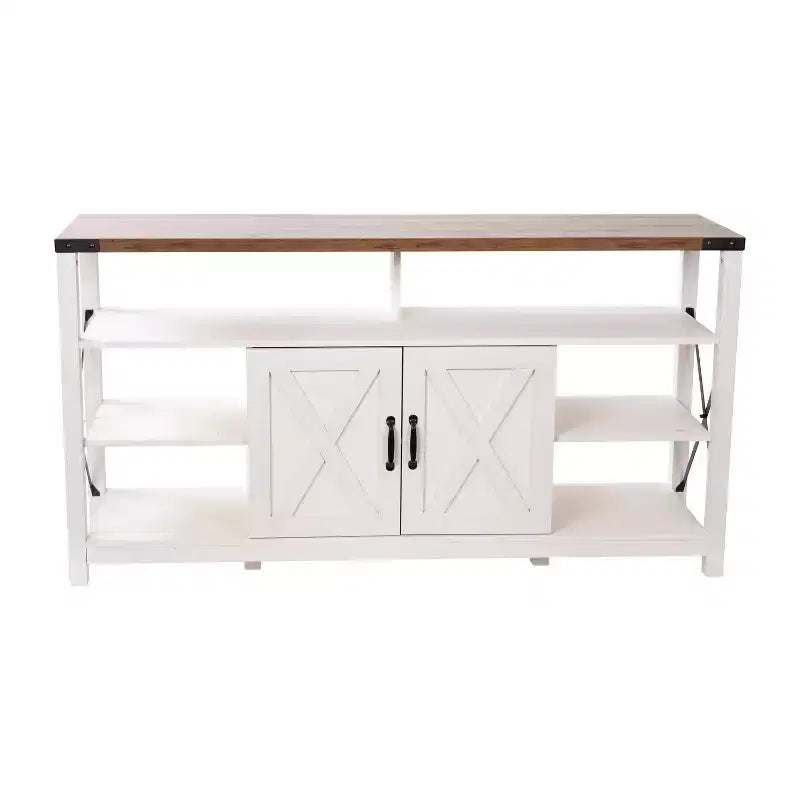 Engineered Wood Laminate Media Console Cabinet 60"W with Open and Closed Storage