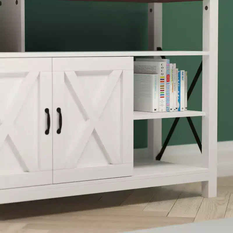 Engineered Wood Laminate Media Console Cabinet 60"W with Open and Closed Storage