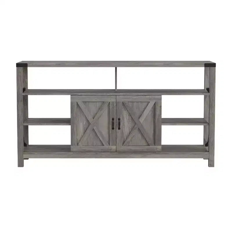 Engineered Wood Laminate Media Console Cabinet 60"W with Open and Closed Storage