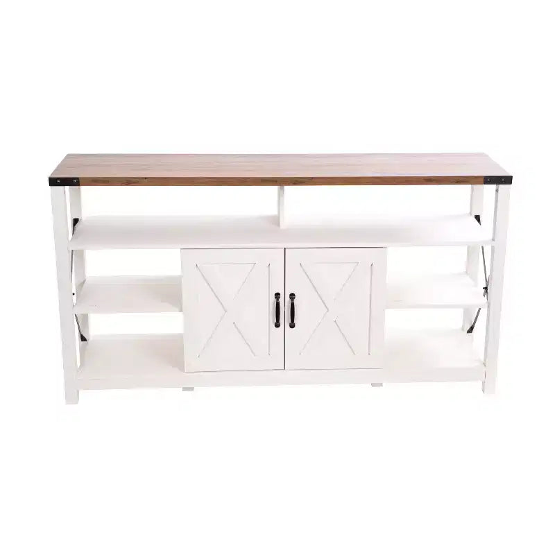 Engineered Wood Laminate Media Console Cabinet 60"W with Open and Closed Storage