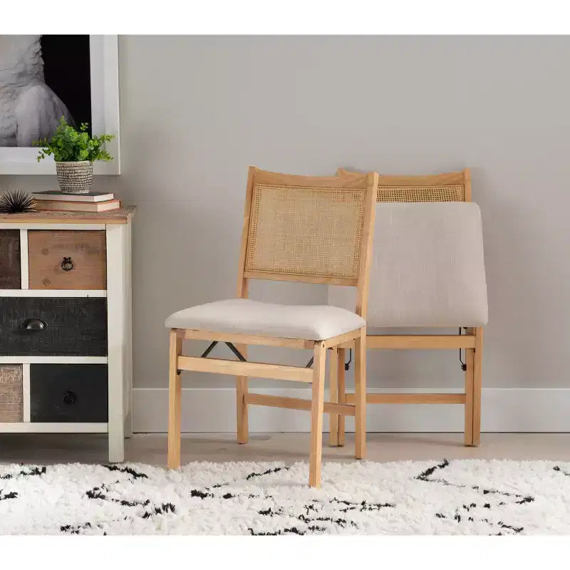 Rubberwood Foam Upholstered Folding Chair 19.75"W x 20.5"D x 34.5"H