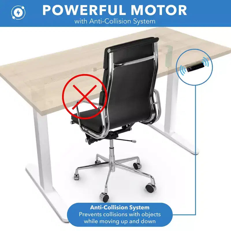 Steel MDF Electric Sit-Stand Desk 55"W x 29"D, Height Range 29.3"–47.5"